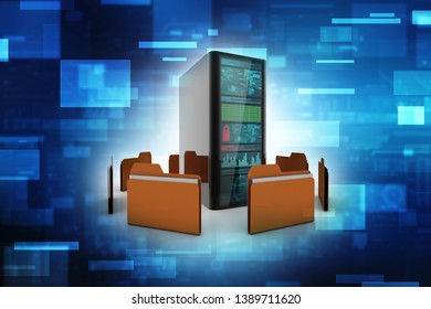 3d illustration of data networking on abstract technology background 