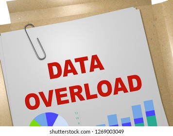 3D illustration of DATA OVERLOAD title on business document