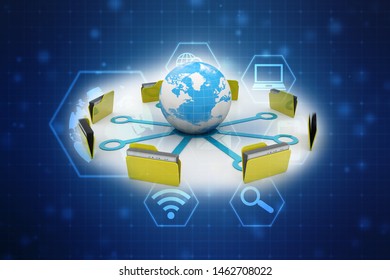 3d Illustration Of Data Sharing Concept