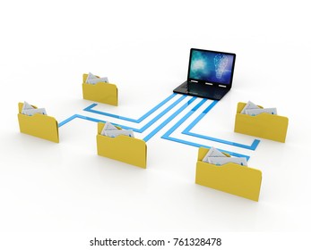 3d Illustration Data Sharing Concept Stock Illustration 761328478 