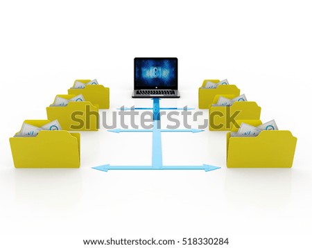 3d illustration of Data sharing concept.