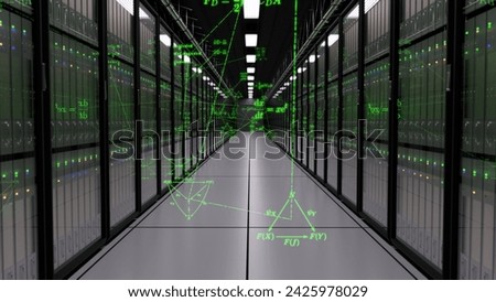 3d Illustration of datacenter computers performing calculations