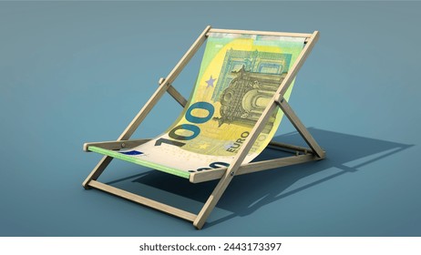 3D illustration, Deck chair made from 100 Euro note - Powered by Shutterstock