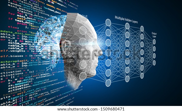 3D illustration\
of Deep Learning or AI(Artificial Intelligence) or Machine Learning\
concept. Web\
background