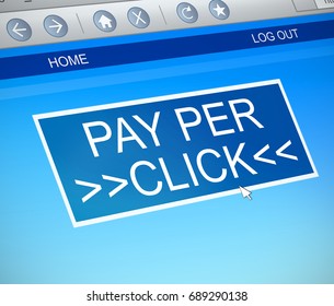 3d Illustration depicting a computer screen capture with a pay per click concept.