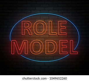 3d Illustration Depicting An Illuminated Neon Sign With A Role Model Concept.