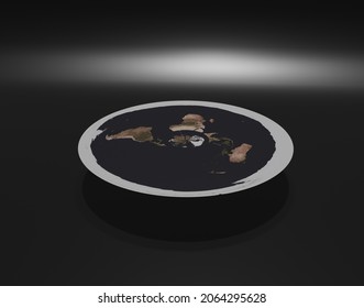 3d Illustration Design Of Flat Earth, Flat Earth Conspiracy. 3d Render. 