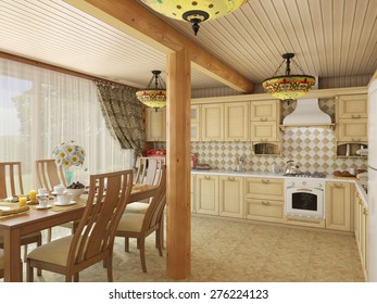 3d Illustration Design Interior Kitchen In The House Of The Carcass