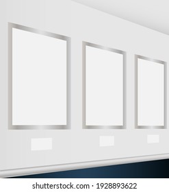 3D Illustration Design Of A Virtual Art Gallery With Empty Frames In Prespective View For Multiple Creative Needs