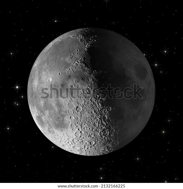 3D illustration with a\
detailed surface of the Moon for Lunar science and space\
exploration backgrounds. Elements of this image, such as surface\
mapping furnished by\
NASA.