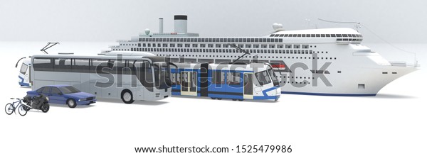 3D\
illustration of different types of\
transport