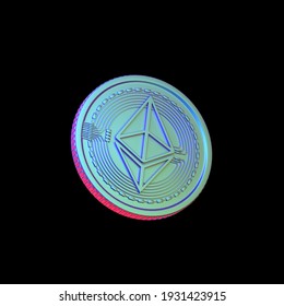 3d Illustration Of Digital Cryptocurrency Ethereum On Dark Background