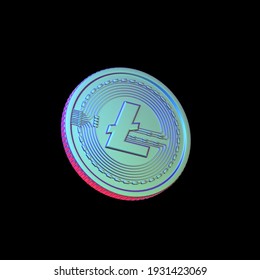 3d illustration of digital cryptocurrency litecoin on dark background