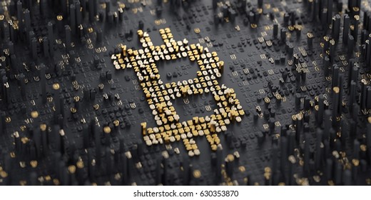 3D Illustration. Digital Currency Symbol. Bitcoin