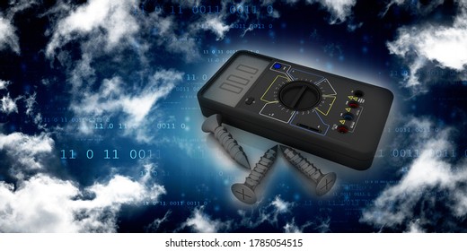 3d illustration Digital electronics multi meter
