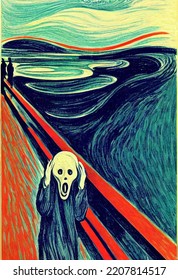 3D Illustration Digital Variation Of The Famous Artwork The Scream 