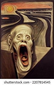 3D Illustration Digital Variation Of The Famous Artwork The Scream 