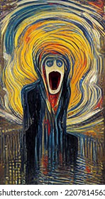 3D Illustration Digital Variation Of The Famous Artwork The Scream 