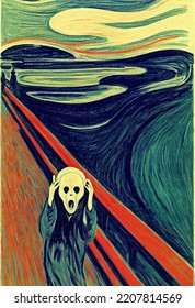 3D Illustration Digital Variation Of The Famous Artwork The Scream 