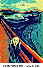 3D Illustration Digital Variation Of The Famous Artwork The Scream 