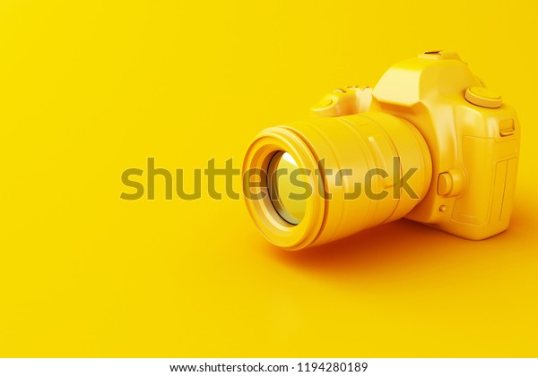 3dイラスト 黄色い背景にデジタル黄色のフォトカメラ のイラスト素材
