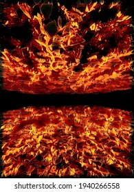 3d Illustration Diminishing Perspective Of Red Hot Lava Infinite Surface View