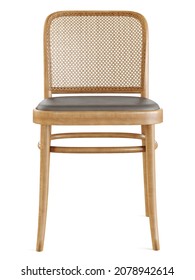 3D Illustration Of Dining Chair With Woven Back And Cushion Seat