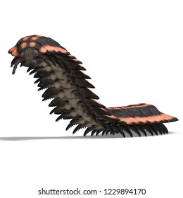 3D Illustration Of A Dinosaur Centipede Arthropleura Over White