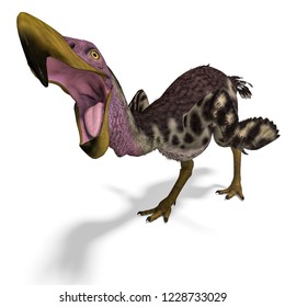 3D Illustration Of A Dinosaur Terror Bird Kelenken Over White
