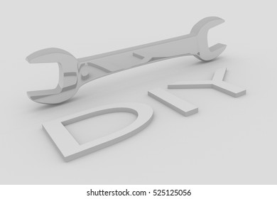 3D illustration of "DIY" title written in embossed letters, with a wrench. - Powered by Shutterstock