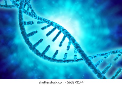3d illustration of dna helix on blue background