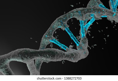 3d Illustration Of DNA Helix, DNA Strand, Genome Gene Editing, Helix Decomposing, Genome Concept Gene CRISPR Editing Strand Sequencing Background 3D Render - Illustration