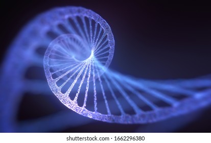 3D Illustration Of DNA Made By Molecules Called Nucleotides. The Four Types Of Nitrogen Bases Are Adenine, Thymine, Guanine And Cytosine.