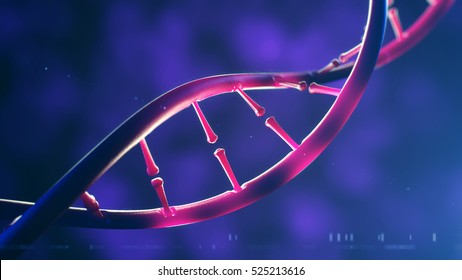 3d illustration of DNA molecule. Closeup of concept human genome.