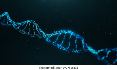3D illustration DNA molecule, the human genome. Concept medicine, biotechnology, chemistry and artificial intelligence, DNA double helix