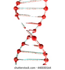 3D Illustration DNA On A White Background. Damage DNA.