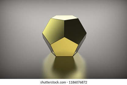 3d Illustration Dodecahedron Isolated On Metallic Stock Illustration ...