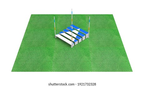 3D Illustration Of Dog Agility Equipment On Green Grass Isolated On White - Single Piece - Long Jump