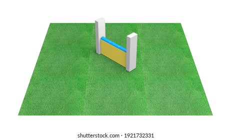 3D Illustration Of Dog Agility Equipment On Green Grass Isolated On White - Single Piece - Wall Jump