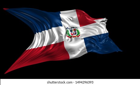 3d Illustration of dominican republic flag on Black Background 
