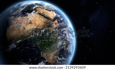 3D illustration of the earth centered on the African continent as seen from space