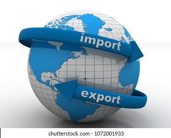 3d illustration earth globe with import export arrows
