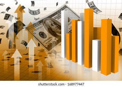 3D illustration of economic graph.