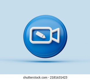 3d Illustration Of Edit Video Icon On Blue Background With Shadow