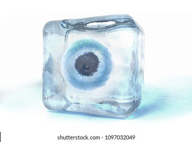 3d illustration of a egg cell frozen into ice cube