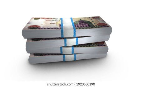 3D Illustration Of Egypt 200 Pounds Bills Stacks Background