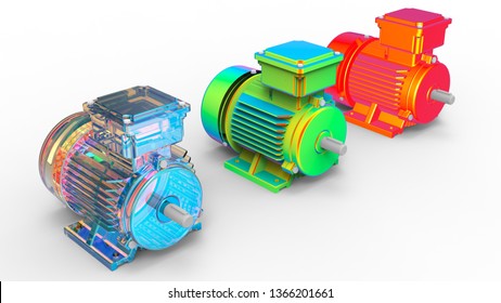 3D illustration - electric engine analysis concept