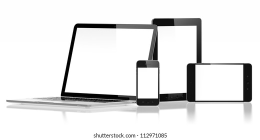 3D Illustration Of Electronic Devices Isolated On White