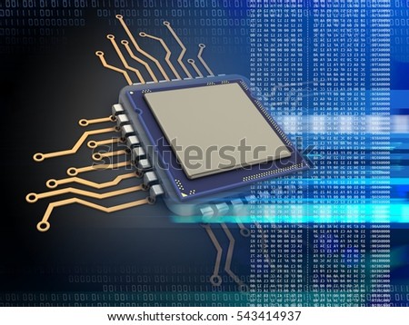 3d illustration of electronic microprocessor over black background 
