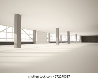 3d illustration of empty cement Parking Garage interior
